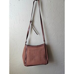 Relic Brown Woven Shoulder Bag With Leather Trim Adjustable Strap For Women